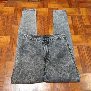 Forever 21 Black Denim Print Acid Washed Style Jeggings Women's Size 26
